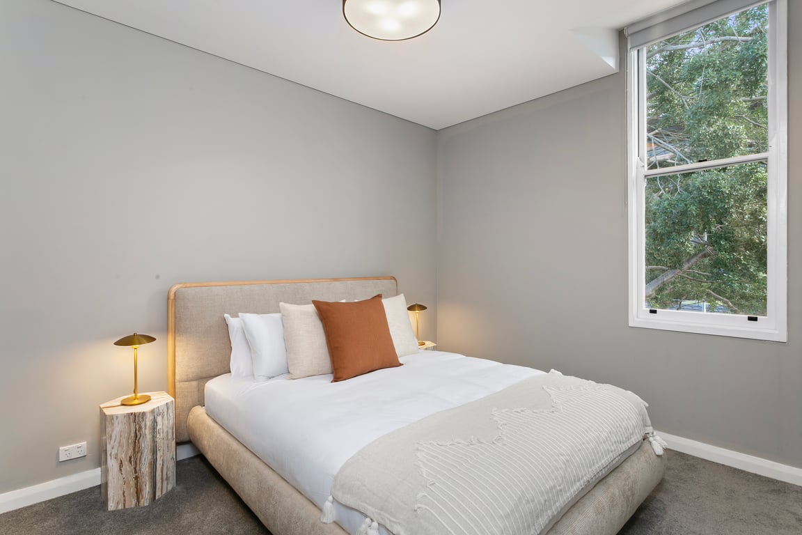 Kirribilli three bed styled main bedroom